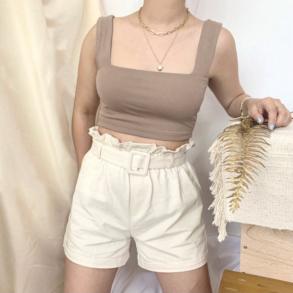 Joye Padded Crop (Mud Brown)