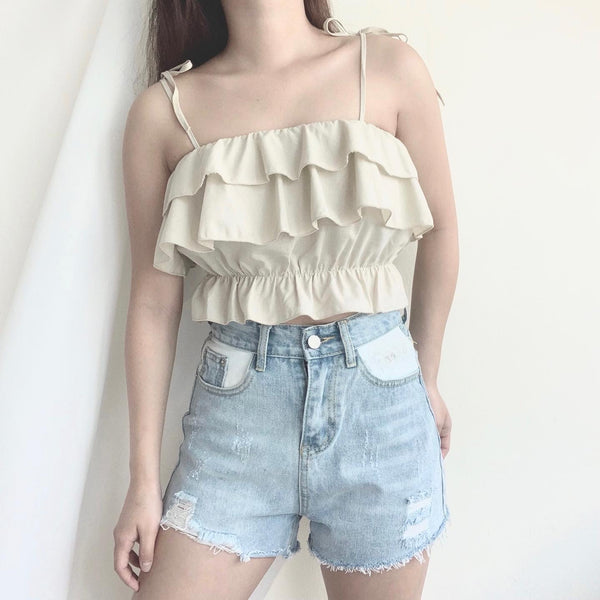 Lia Ruffles Top (Sand)