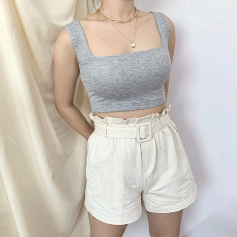 Joye Padded Crop (Pebble Grey)