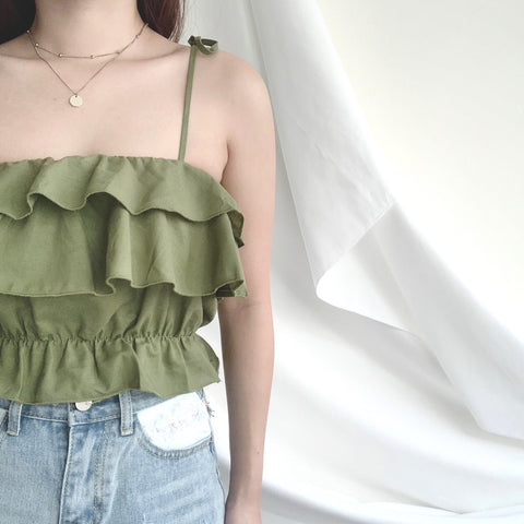 Lia Ruffles Top (Olive)