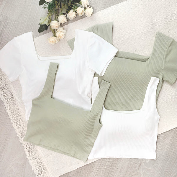 Dahlia Padded Top (Premium) (Sage)