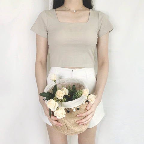 Dahlia Padded Top (Premium) (Milk Tea)